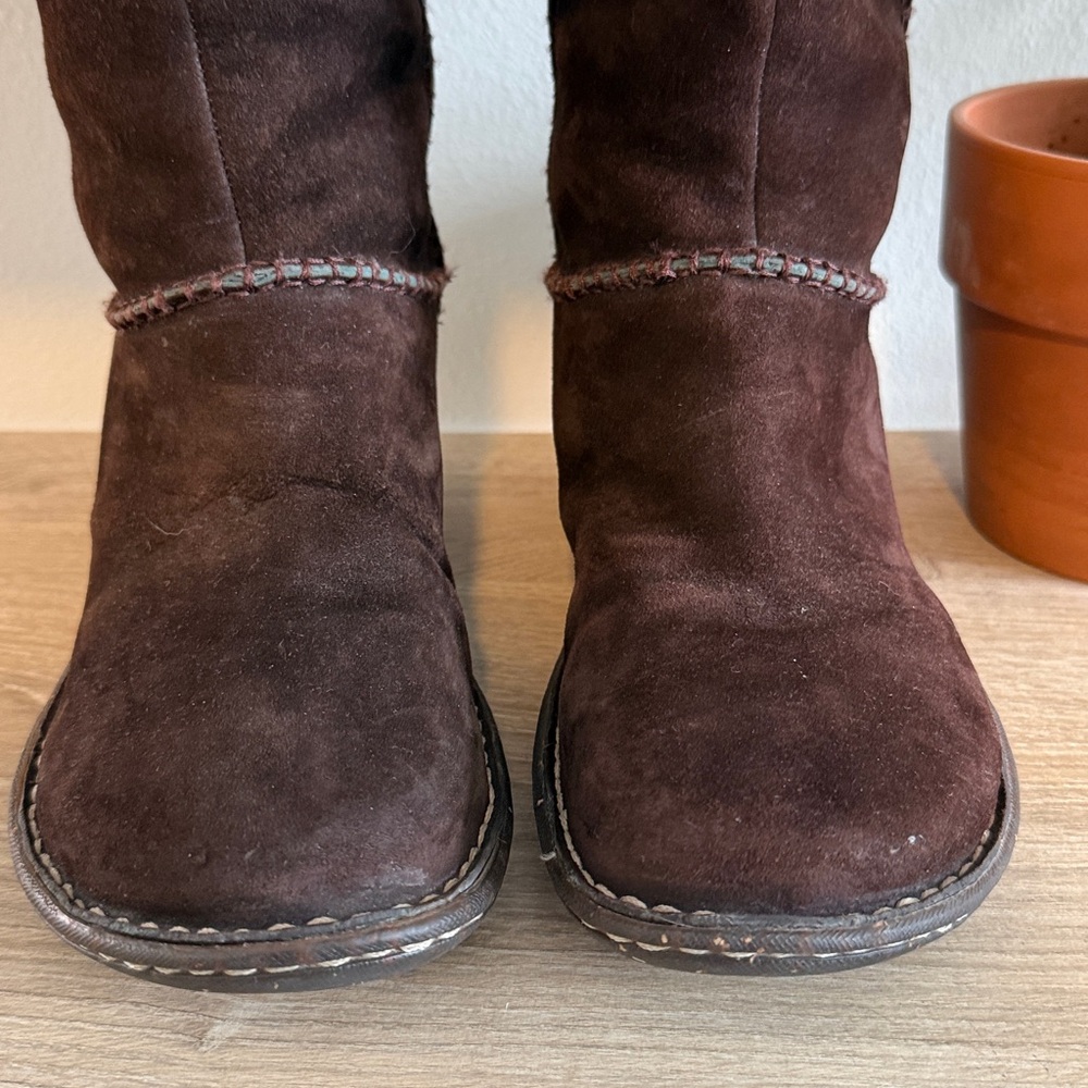 UGG Haywell Black Suede Tall Brown Winter Boots 8 - Picture 4 of 10